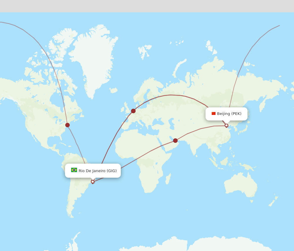GIG to PEK flights and routes map