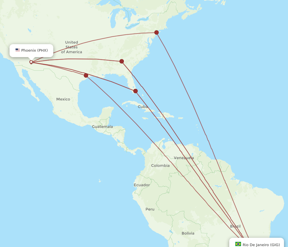 GIG-PHX flight routes