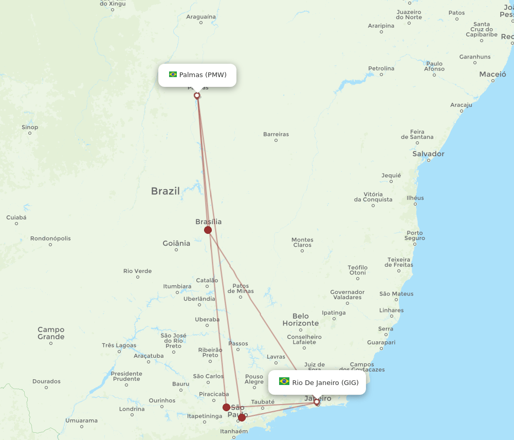 GIG-PMW flight routes