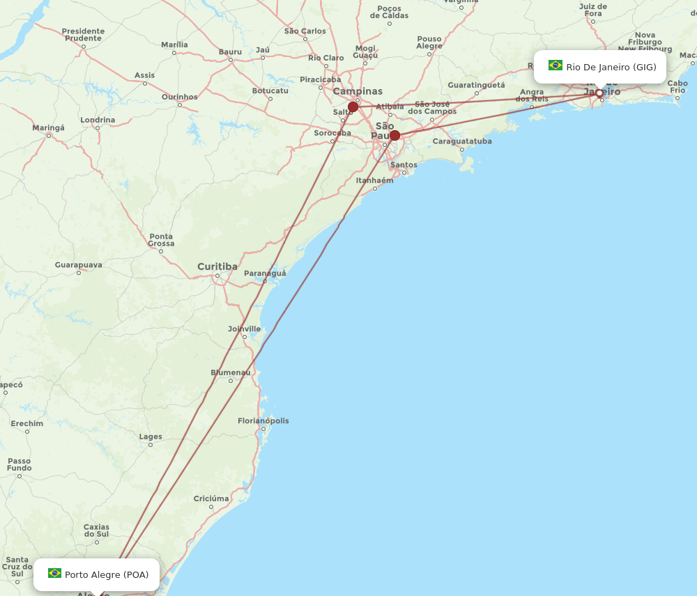 GIG to POA flights and routes map