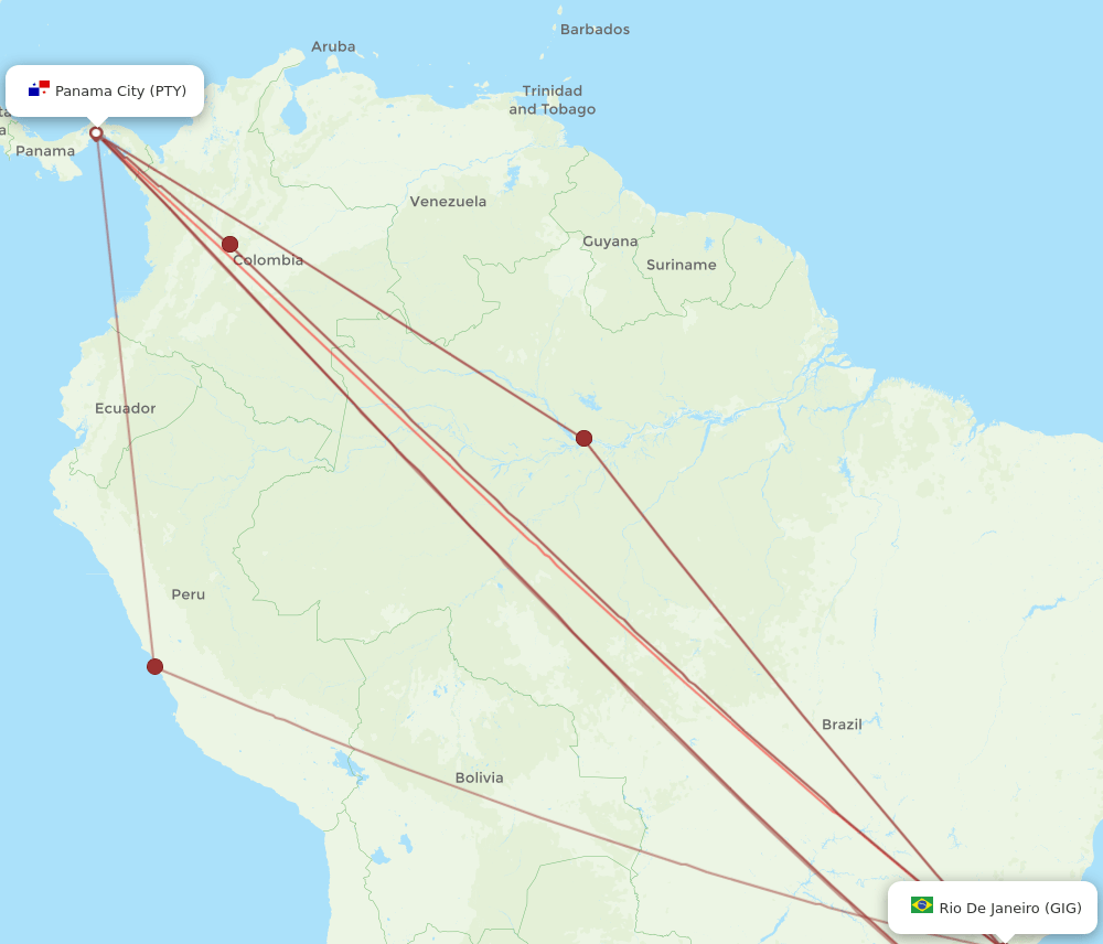 GIG to PTY flights and routes map