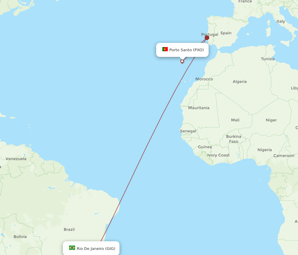 GIG-PXO flight routes