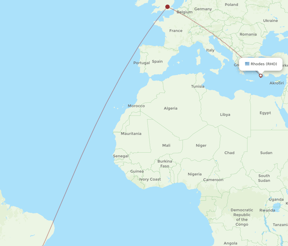 GIG to RHO flights and routes map