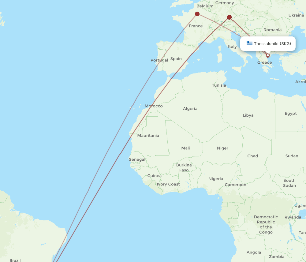 GIG-SKG flight routes