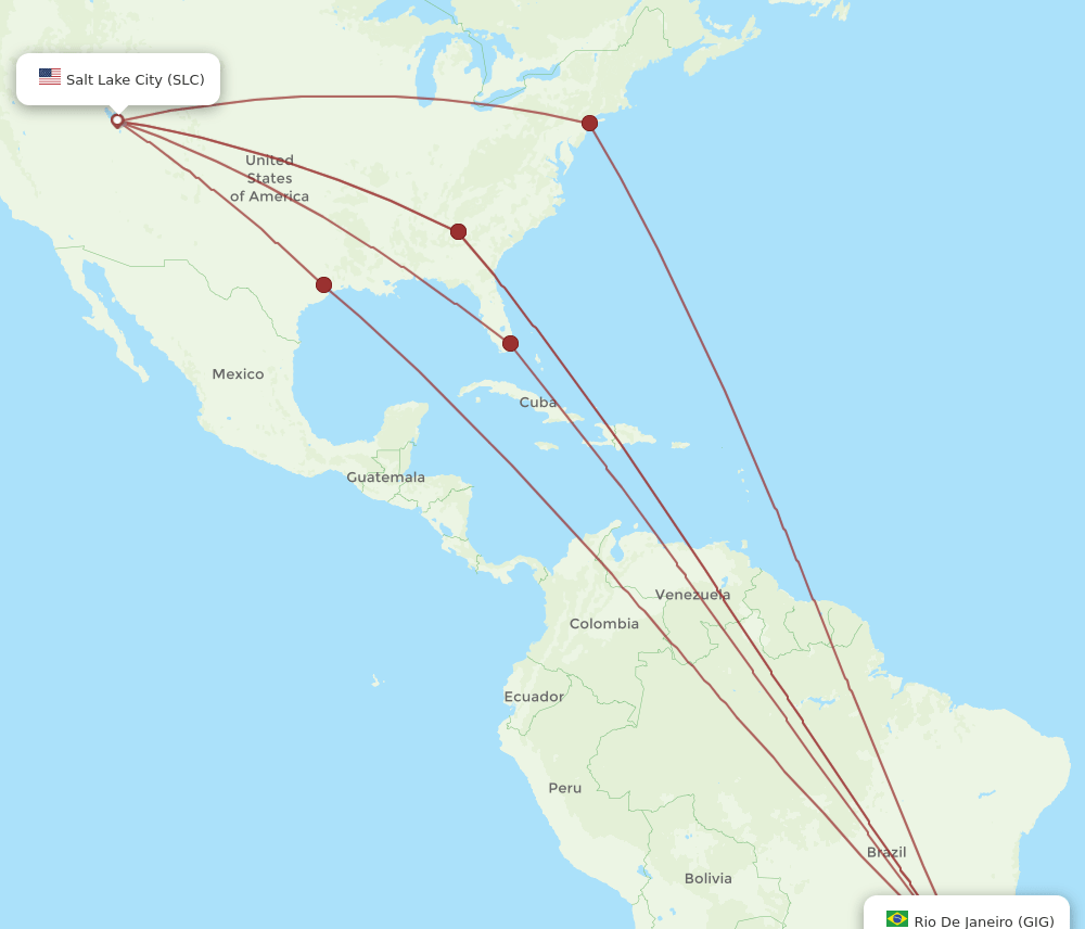GIG-SLC flight routes