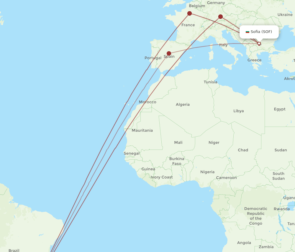GIG-SOF flight routes