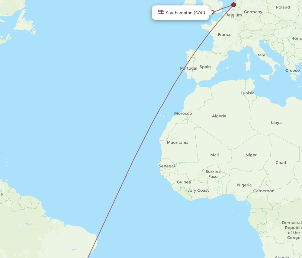 GIG-SOU flight routes