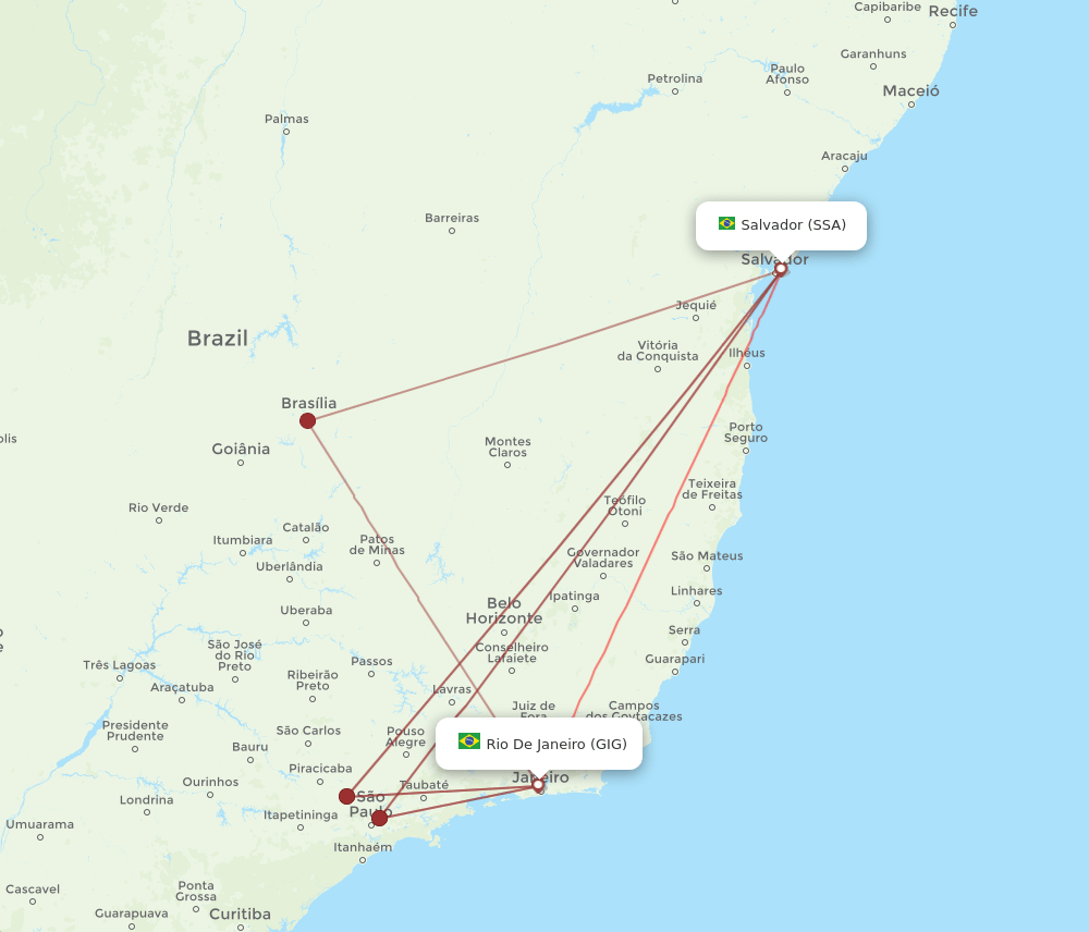 GIG-SSA flight routes
