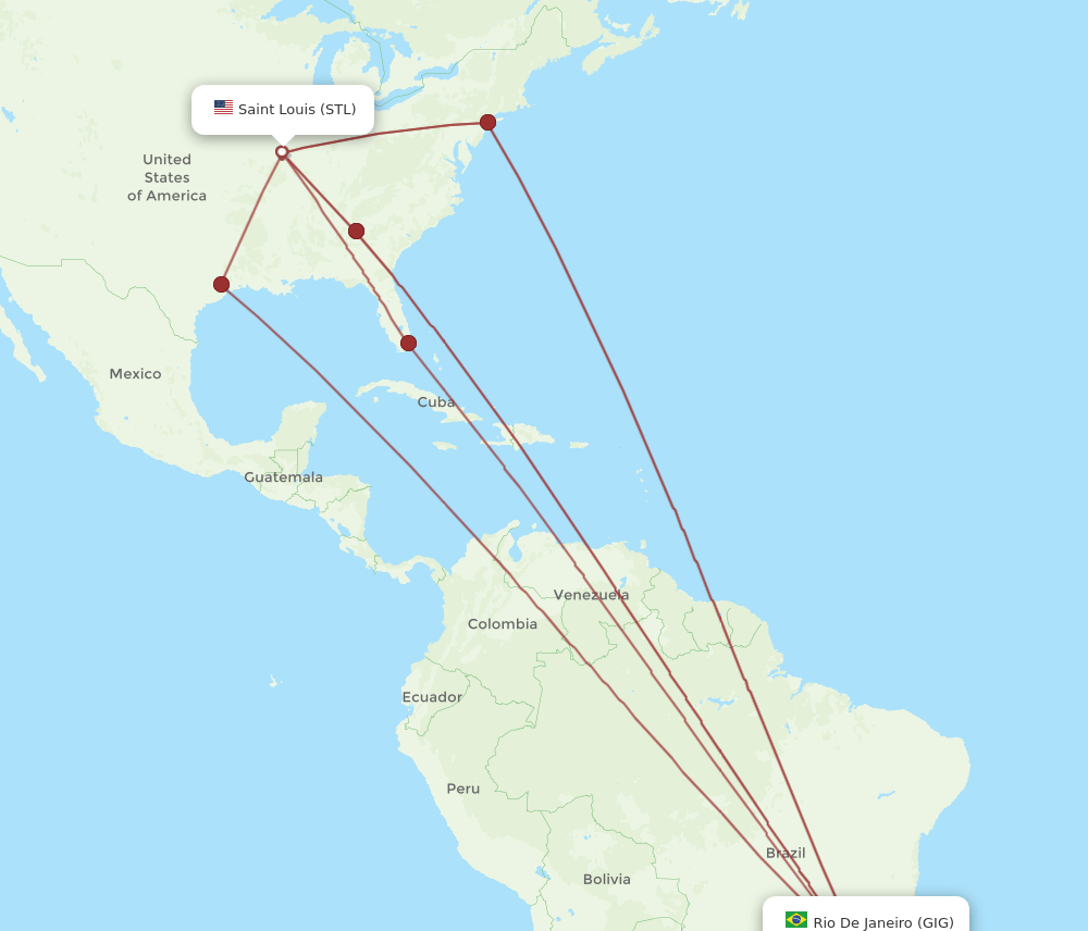 GIG-STL flight routes
