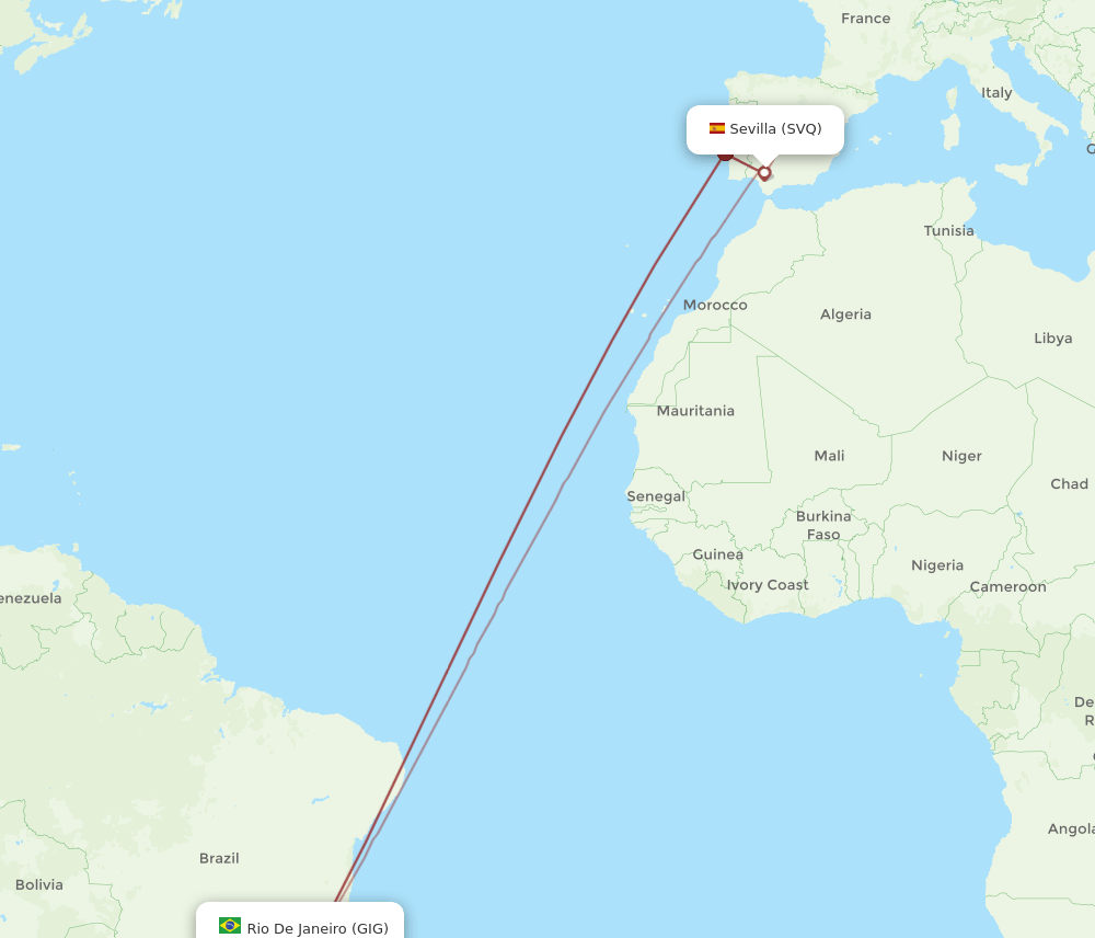 GIG-SVQ flight routes