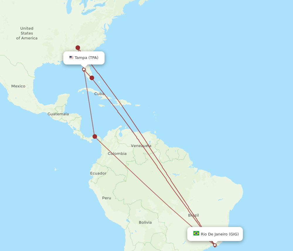 GIG-TPA flight routes