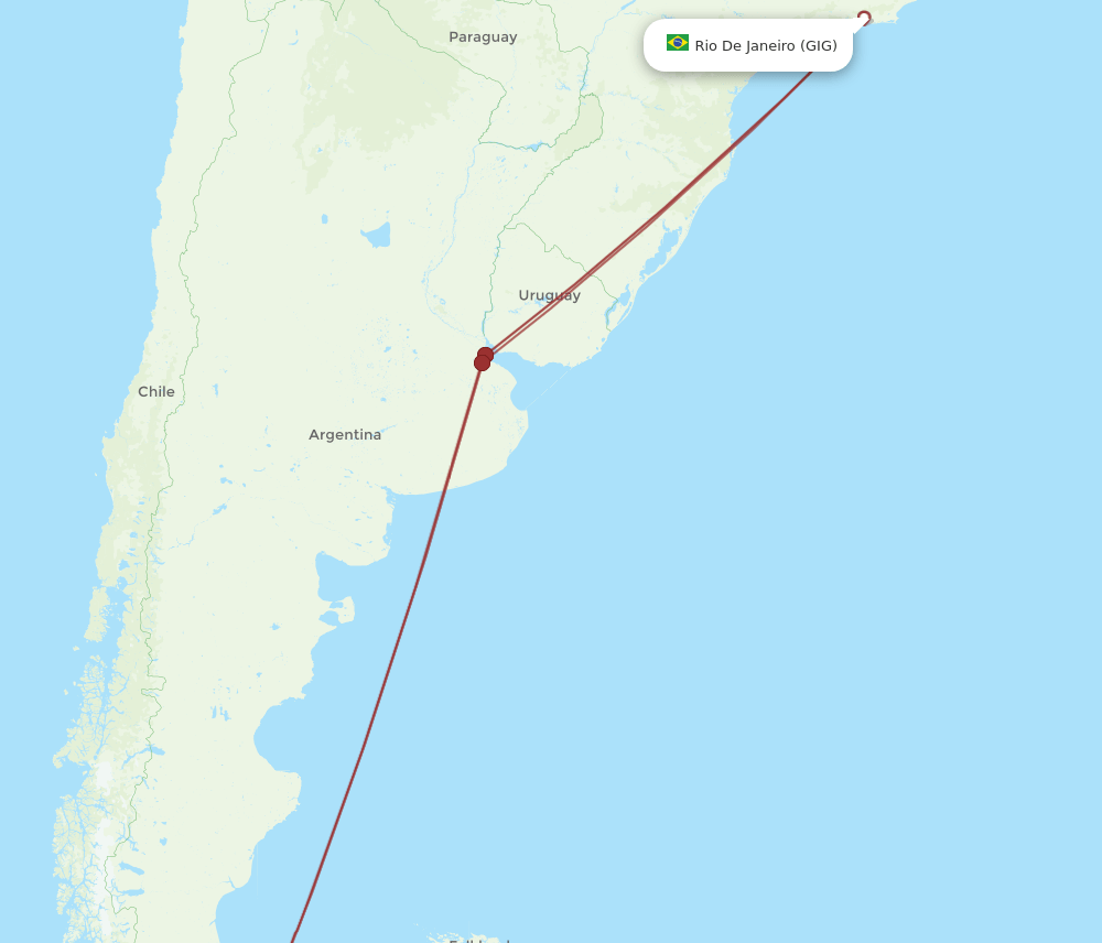 GIG-USH flight routes