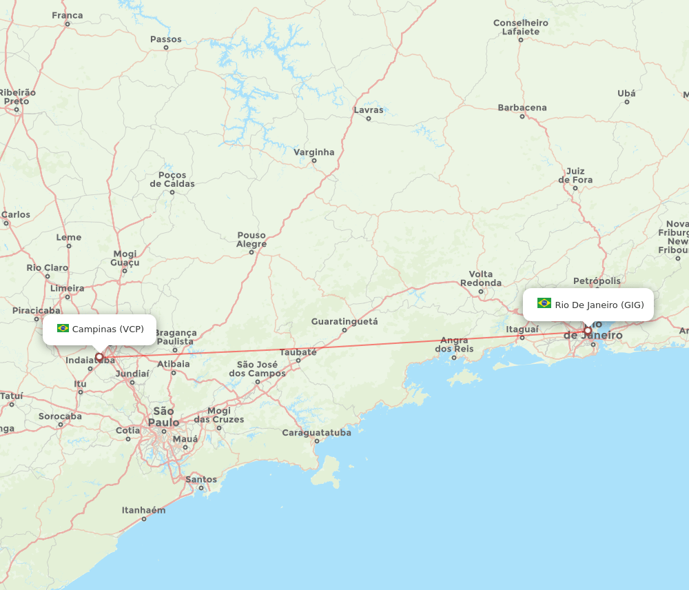 Rio De Janeiro - Campinas route map and flight paths