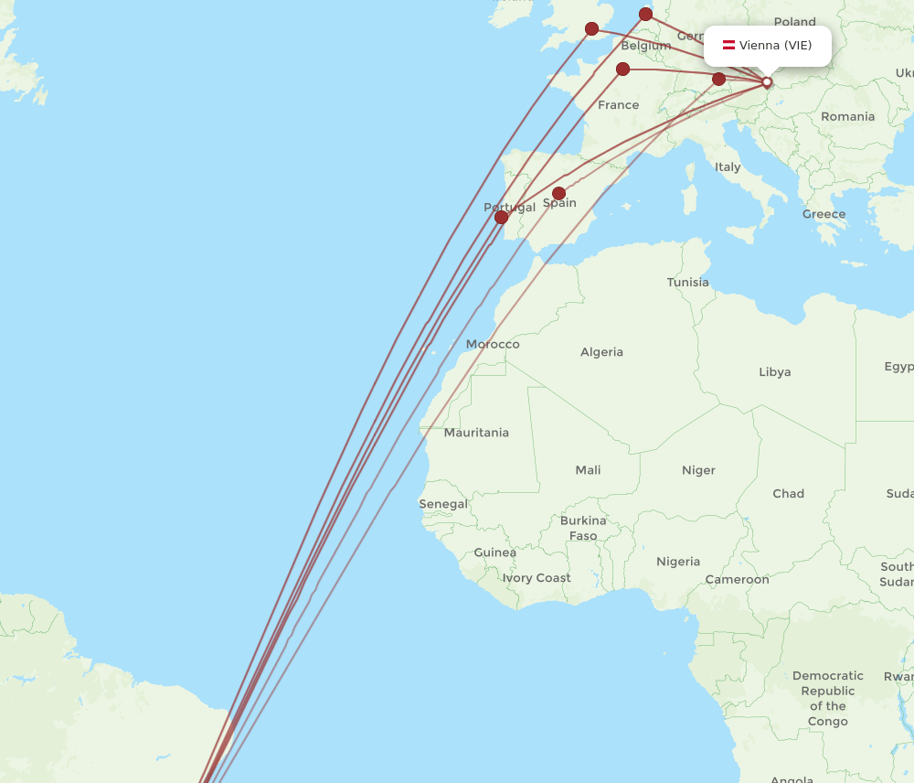 GIG to VIE flights and routes map