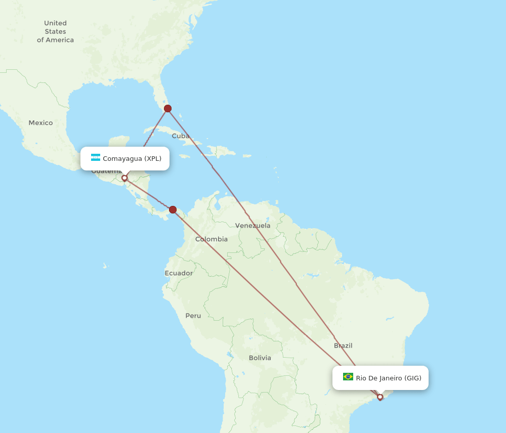 GIG to XPL flights and routes map