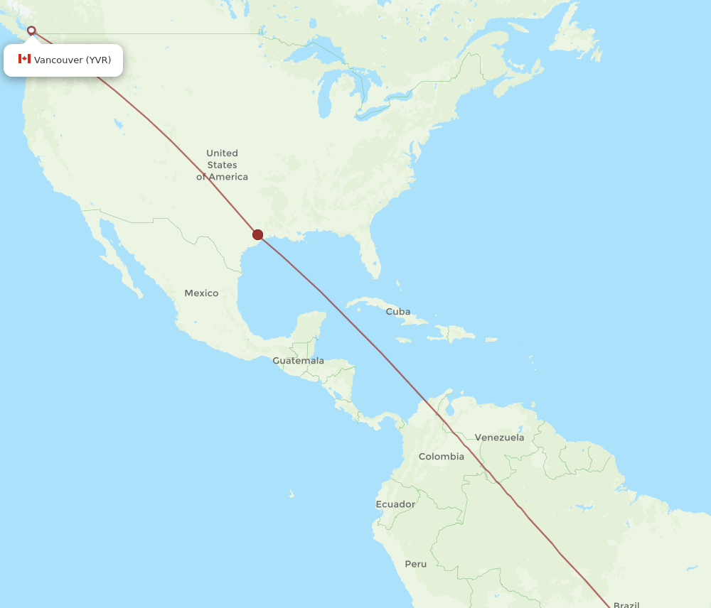 GIG to YVR flights and routes map