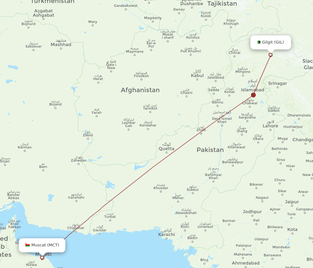 GIL-MCT flight routes