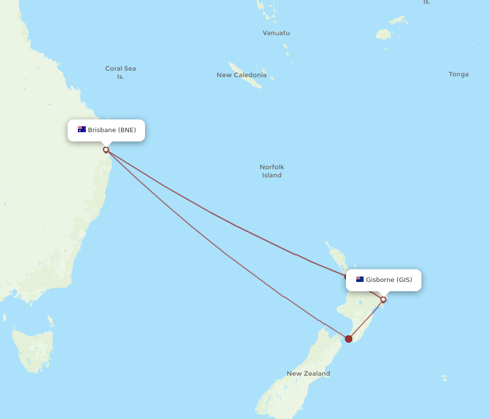GIS-BNE flight routes