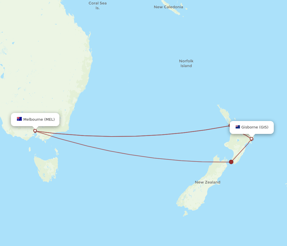 GIS-MEL flight routes