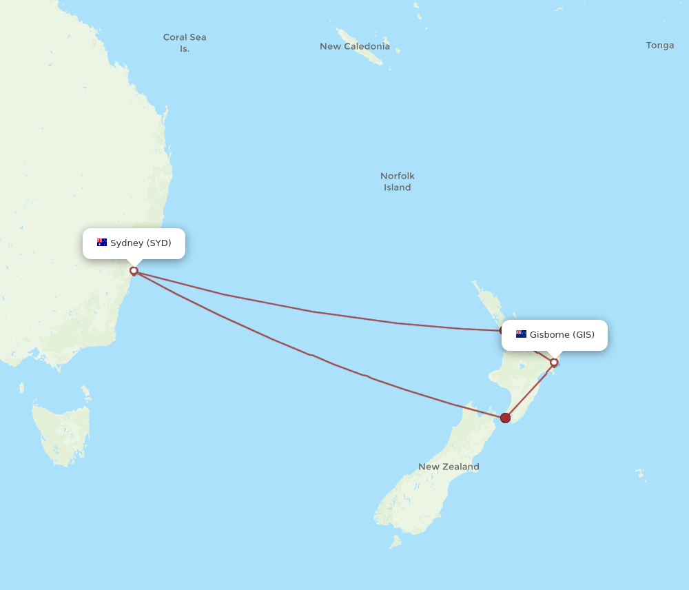 GIS-SYD flight routes