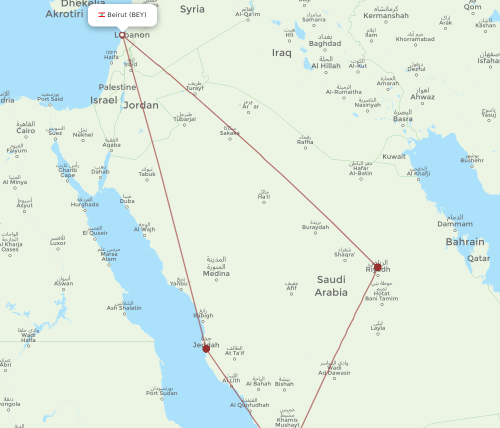 GIZ to BEY flights and routes map