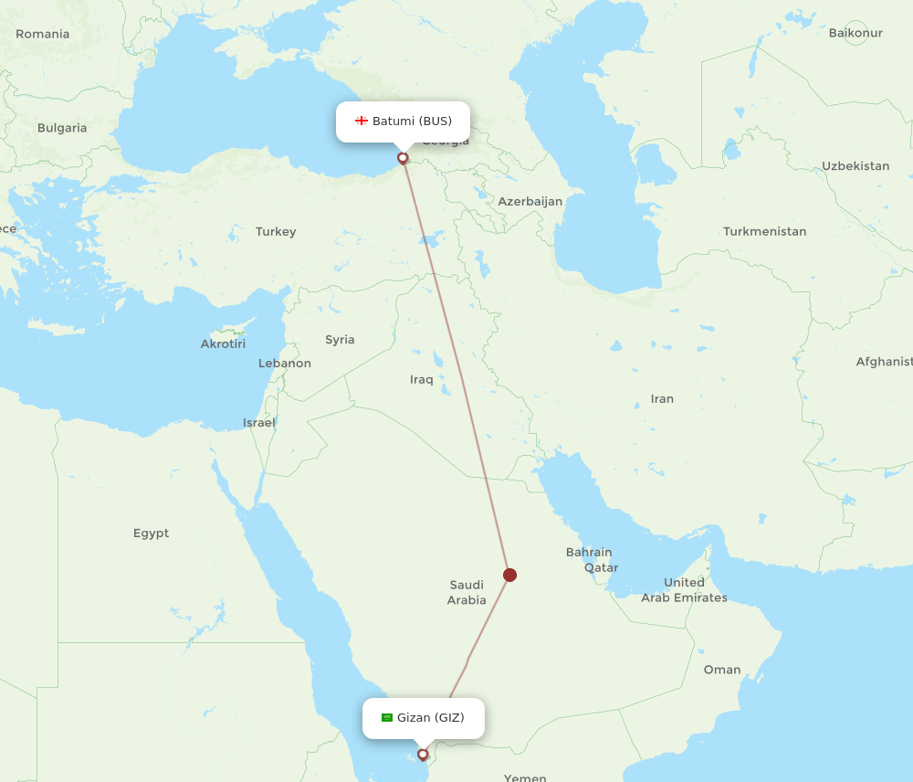 GIZ to BUS flights and routes map