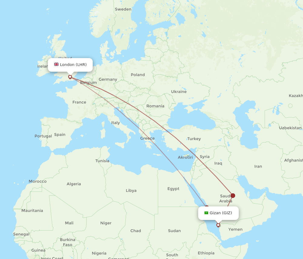 GIZ-LHR flight routes