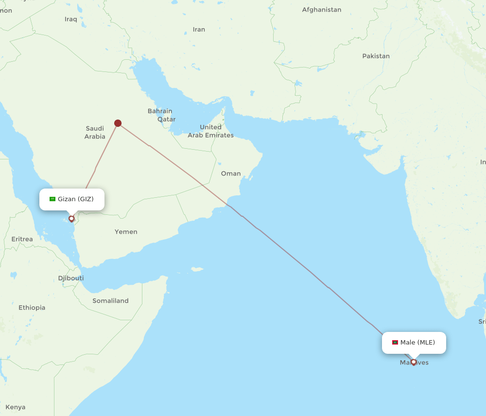 GIZ to MLE flights and routes map