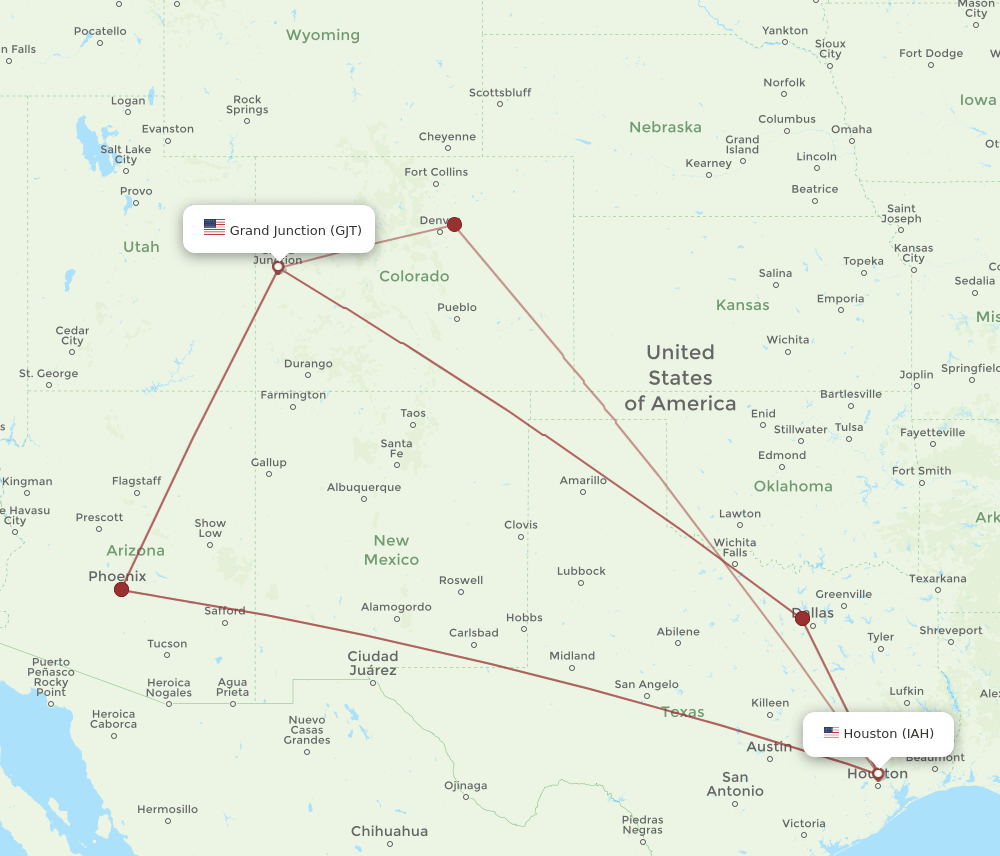 GJT-IAH flight routes