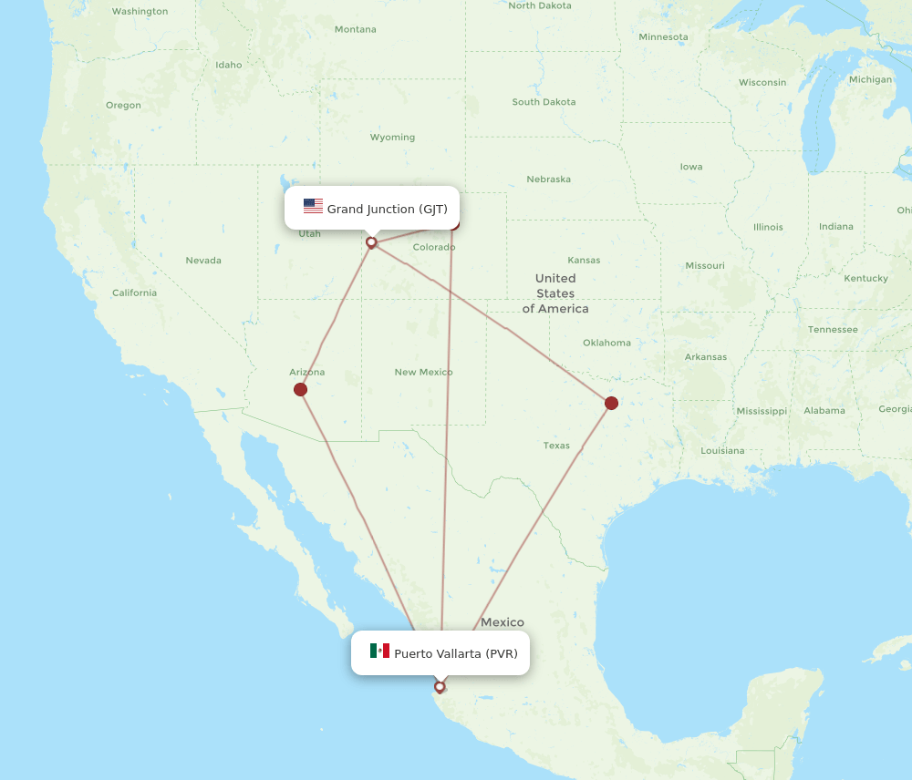 GJT-PVR flight routes
