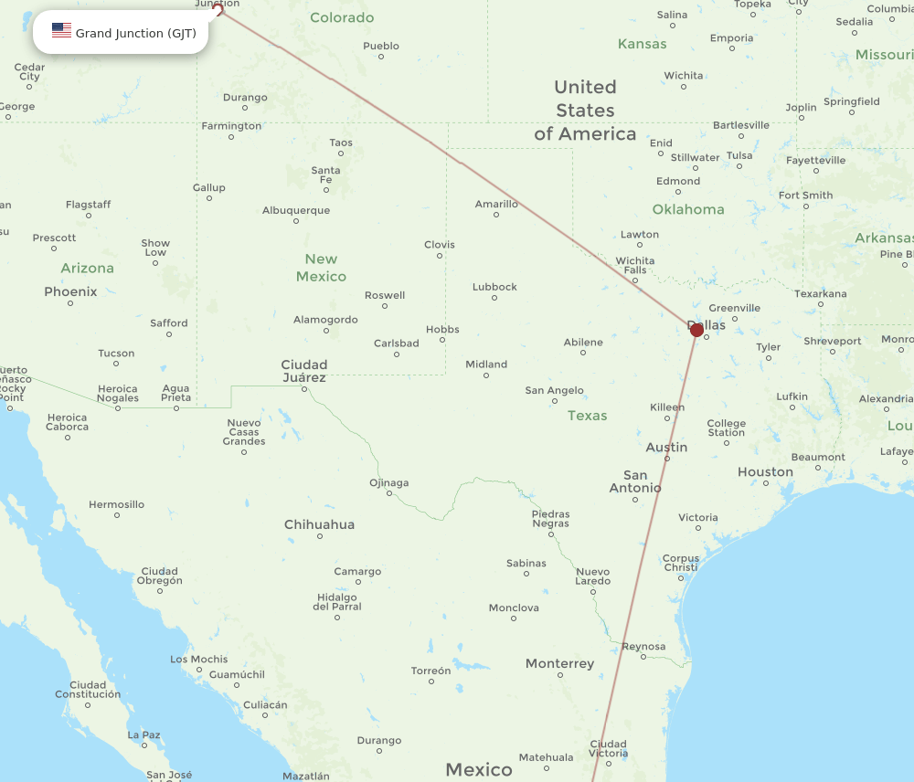 GJT-QRO flight routes