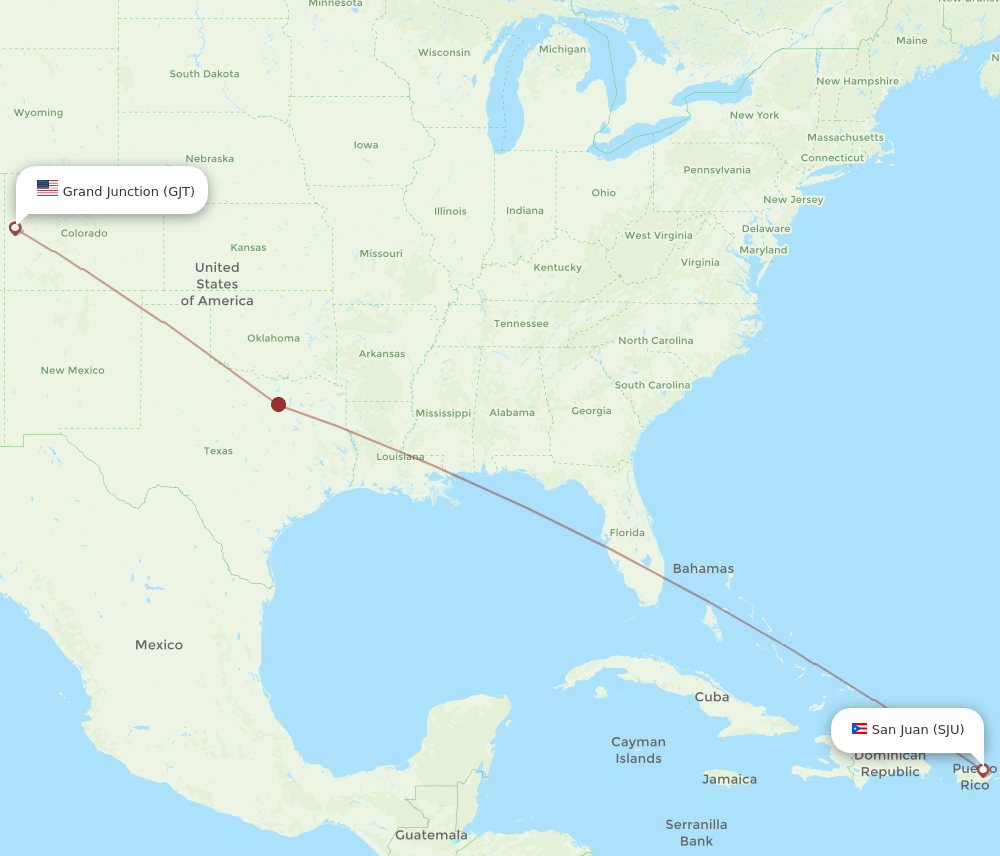 GJT to SJU flights and routes map