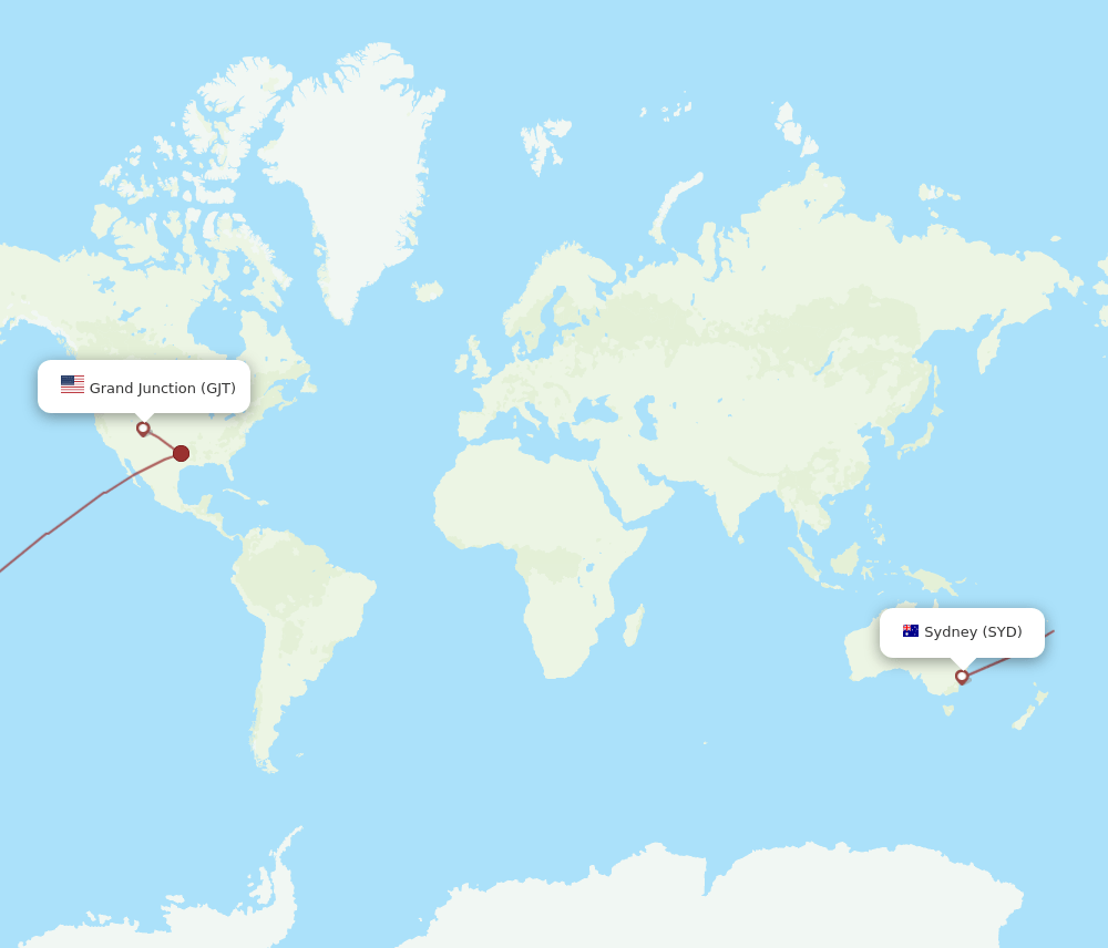 Sydney - Grand Junction route map and flight paths