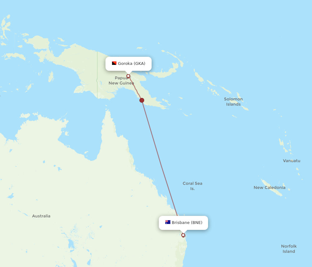 GKA to BNE flights and routes map