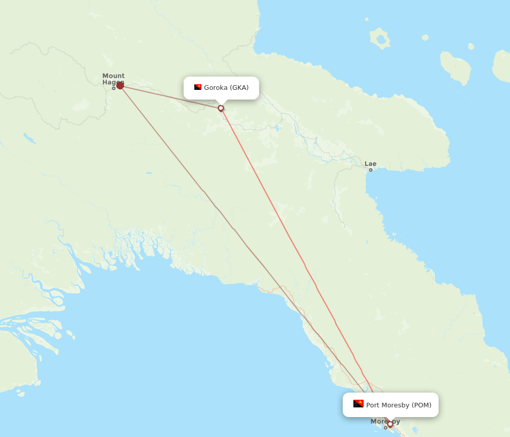 GKA to POM flights and routes map