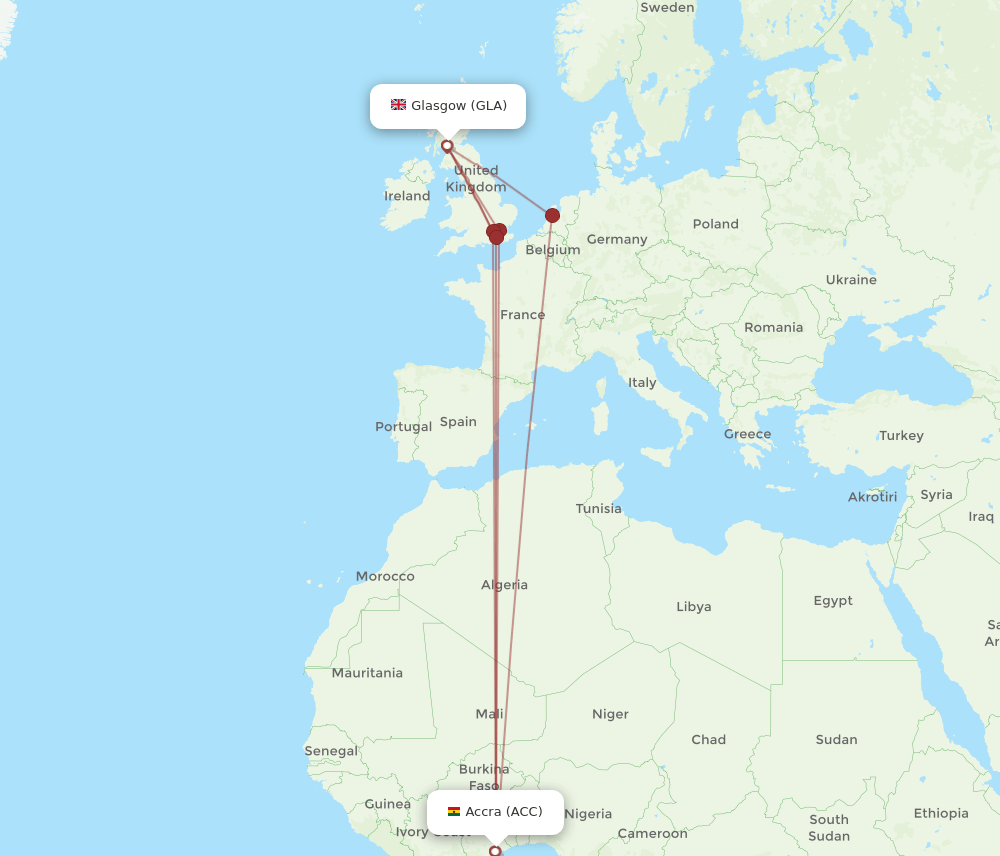 GLA-ACC flight routes