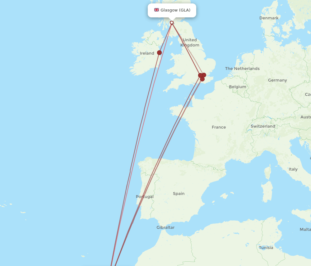 GLA to ACE flights and routes map