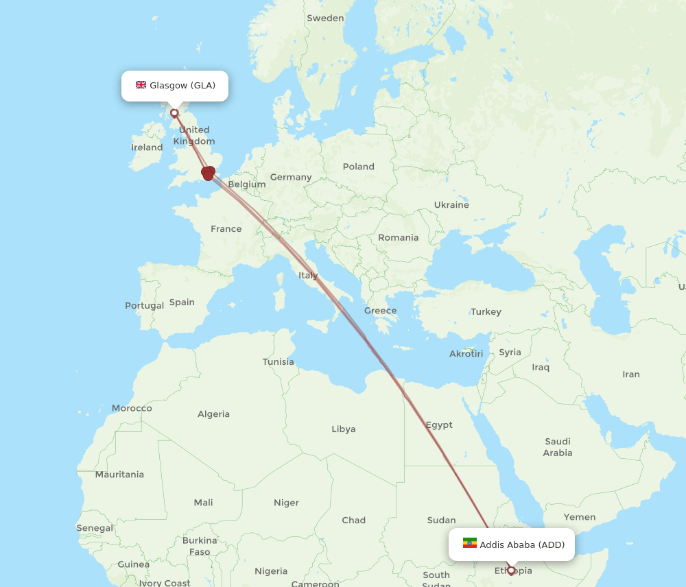 GLA-ADD flight routes