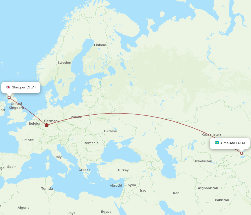GLA-ALA flight routes
