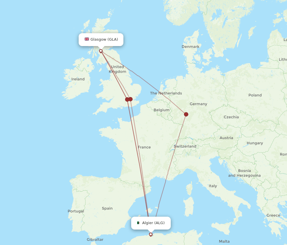 GLA-ALG flight routes