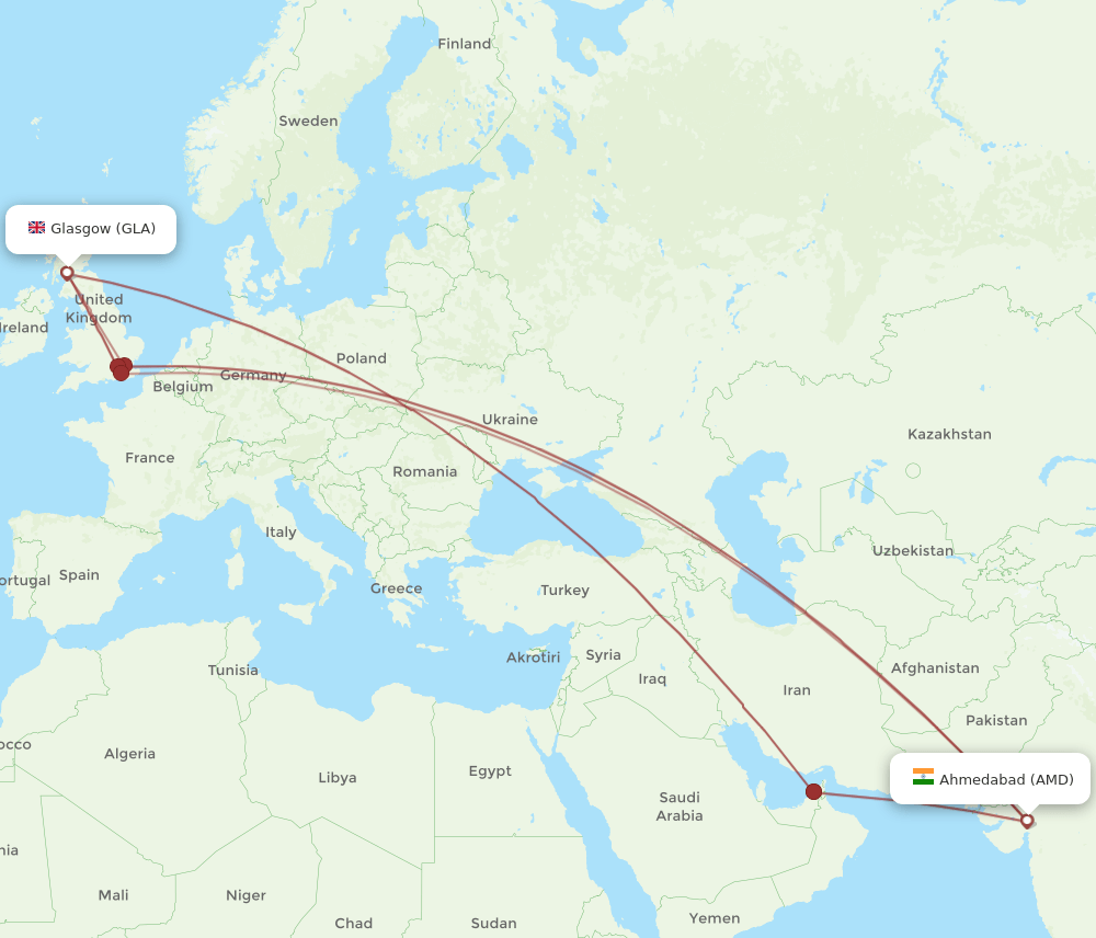 GLA-AMD flight routes