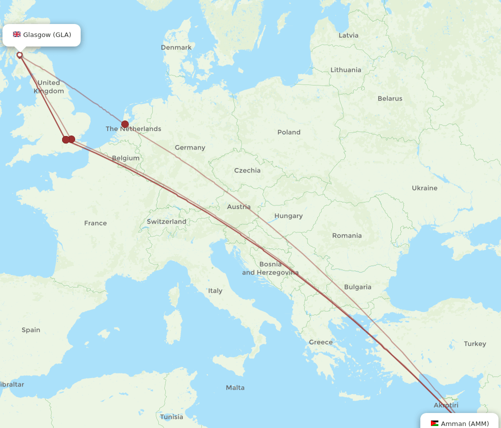 GLA-AMM flight routes