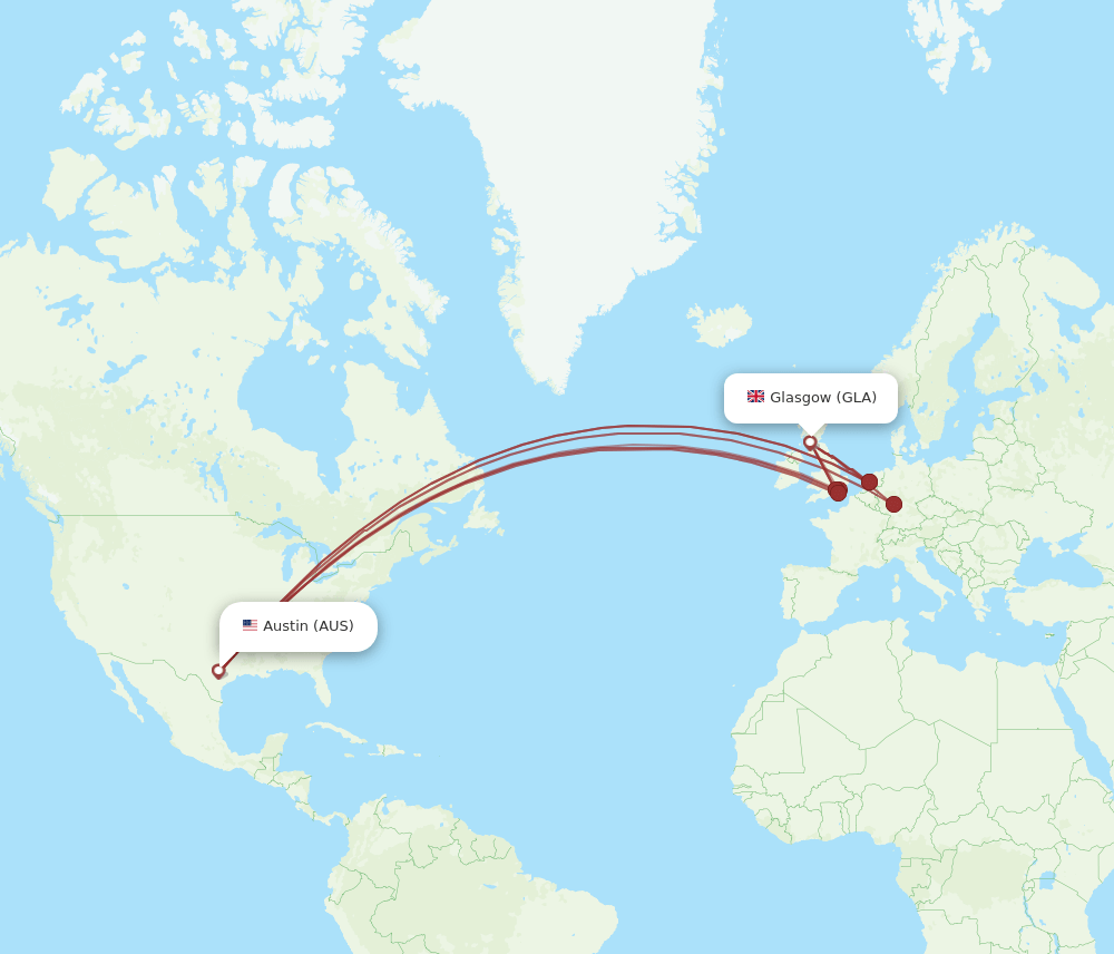 GLA-AUS flight routes