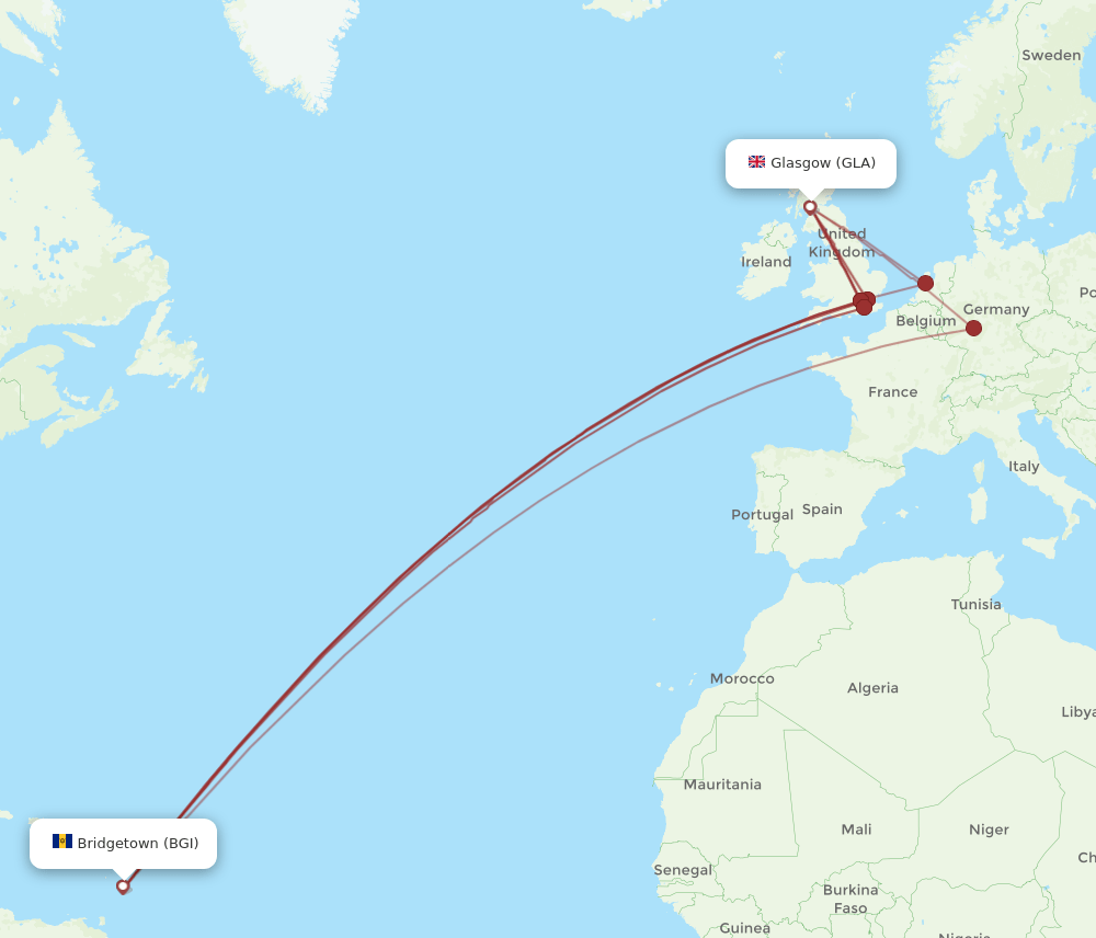 GLA-BGI flight routes