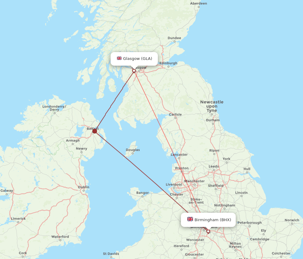 GLA-BHX flight routes