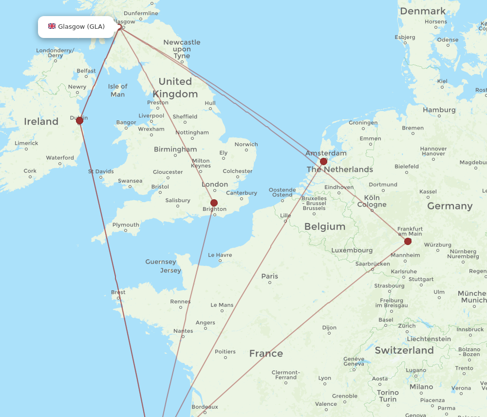 GLA to BIO flights and routes map
