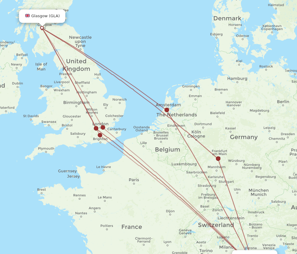 GLA to BLQ flights and routes map
