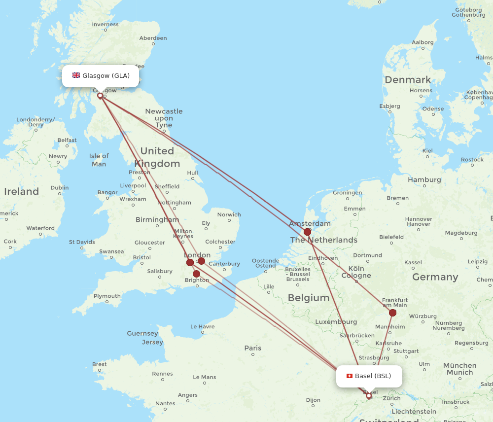 GLA to BSL flights and routes map