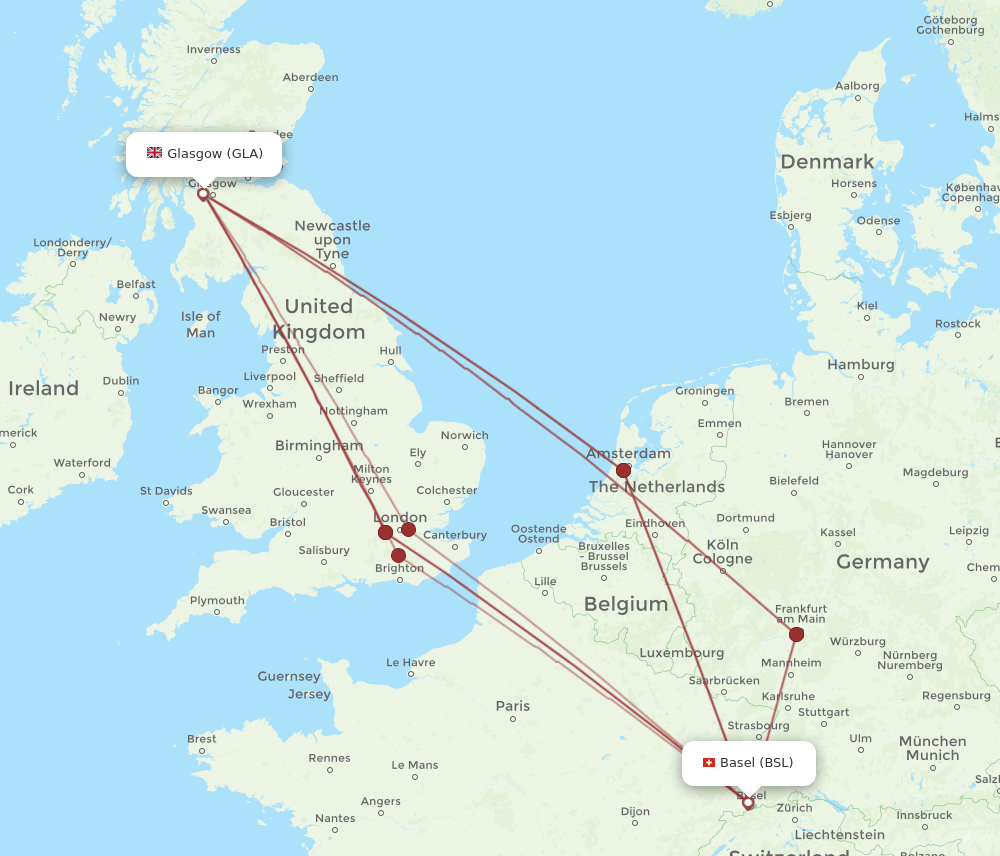 GLA-BSL flight routes