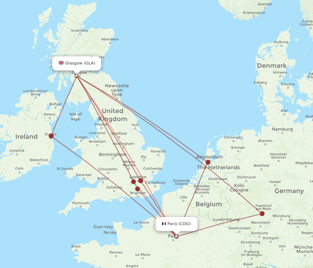 GLA-CDG flight routes
